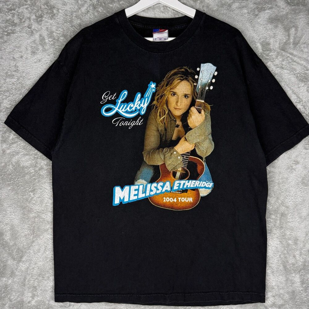 Vtg Melissa Etheridge T-Shirt Mens XL Get Lucky Tonight 2004 Tour Concert Merch